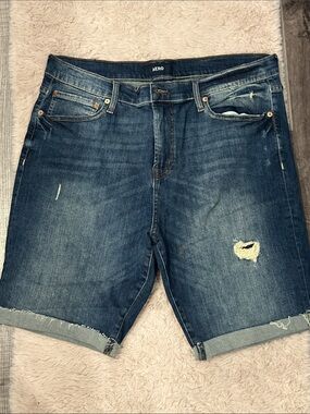 Aeropostale Men's Dark Blue Distressed Denim Shorts